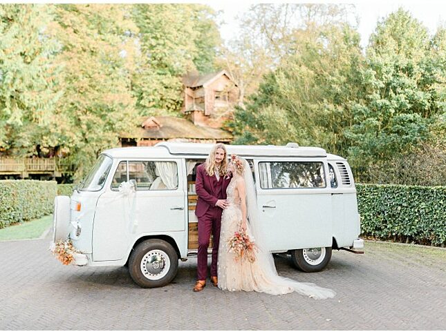 North East England Wedding Photography of couple with camper van