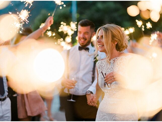 Wedding Photography in North Yorkshire of couple with sparklers