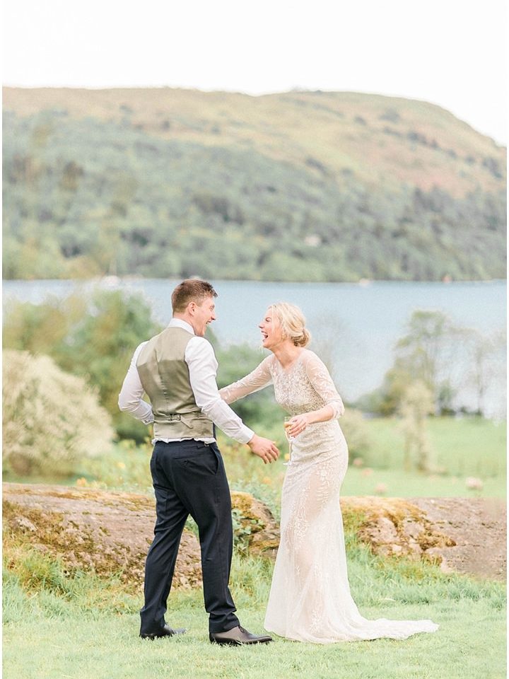 Creative wedding photography of a couple laughing