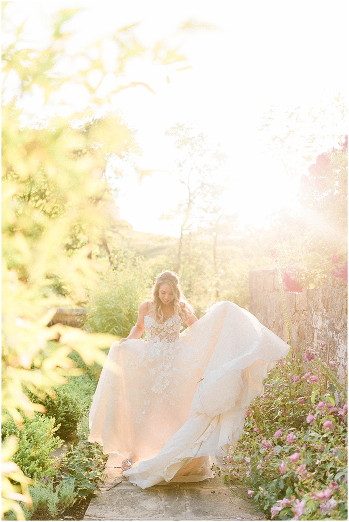 Creative picture of bride at sunset